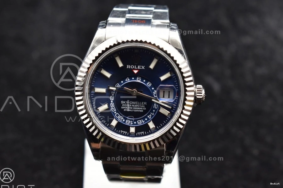 Skydweller SS A23J Oyster Blue Edition on SS Best Dial Noob Bracelet 0122